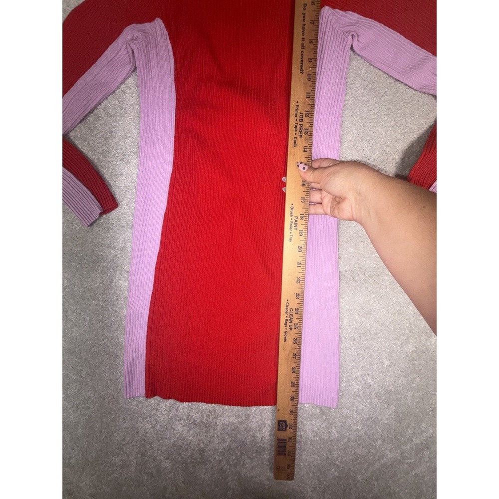 urban outfitters purple red ribbed fitted dress M long sleeve - Picture 10 of 11